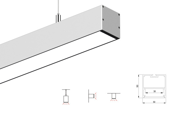(image for) 1 Meter 39.4\" Suspended LED lighting pendant LED Channel 50mm x 50mm suit 31mm led strip light
